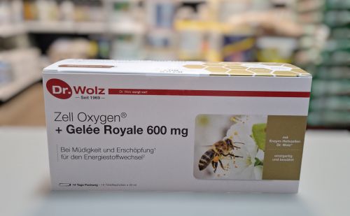 DR WOLZ - Zell Oxygen + Gelee Royale 600 mg - 14 ampułek drożdże i mleczko pszczele
