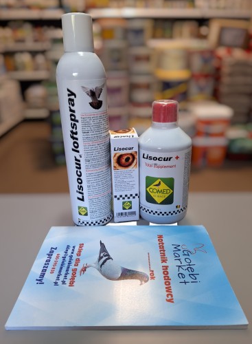 Przejdź do produktu COMED Zestaw lotowy dla gołębi na drogi oddechowe - Lisocur + notatnik hodowcy GRATIS
