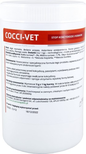 Przejdź do produktu CENTRUM ZDROWIA GOŁĘBI Cocci-Vet 500 g - posypka przeciw kokcydiozie i robakom u gołębi