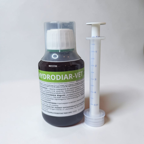 Przejdź do produktu CENTRUM ZDROWIA GOŁĘBI  Hydrodiar-Vet 125 ml - bloker biegunek, na żółty guzek u gołębi