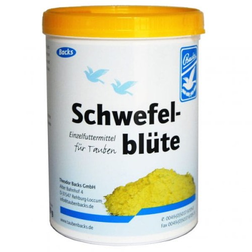 Przejdź do produktu BACKS Schwefel blute 600 g - kwiat siarczanu, wsparcie pierzenia gołębi