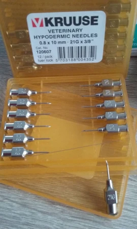 KRUUSE - Igła wterynaryjna 08x10 mm - metalowa, wielokrotnego użtku