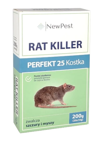 New Pest - Rat Killer Perfekt 25 kostka 200g - Trucizna Myszy , Szczury