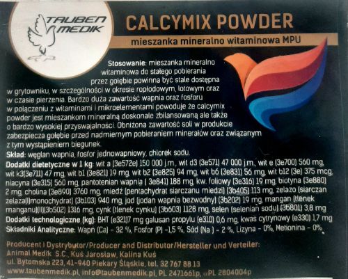 TAUBEN MEDIK - Calcymix Powder 5kg - Mieszanka mineralno witaminowa inna niż wszystkie .