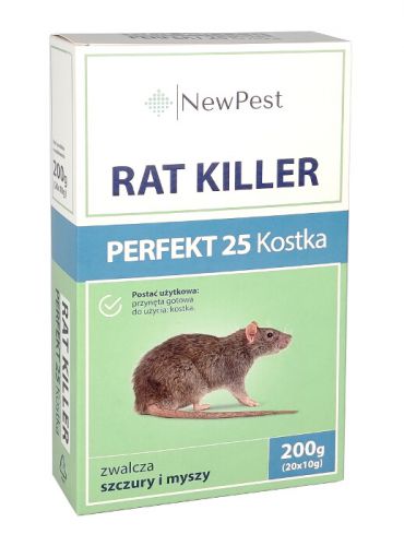 New Pest - Rat Killer Perfekt 25 kostka 200g - Trucizna Myszy , Szczury